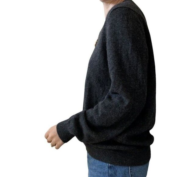 Club Room Mens 100% Cashmere Charcoal Grey V Neck Soft Sweater Sz L - Picture 4 of 6